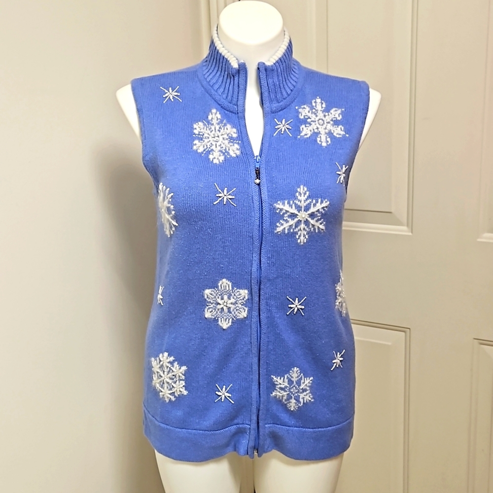 Quacker Factory Snowflake Sweater Vest